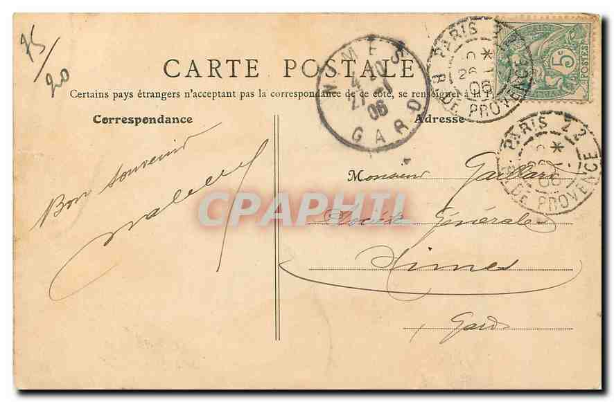 CPA Paris Tribunal de Commerce Palais de Justice  — Rückseite