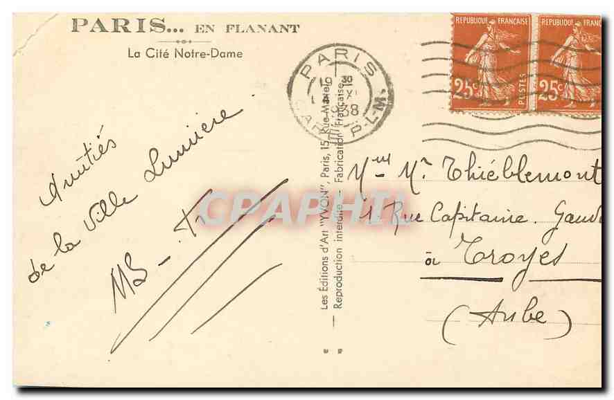 CPA Paris en flanant La Cite Notre Dame  — Rückseite