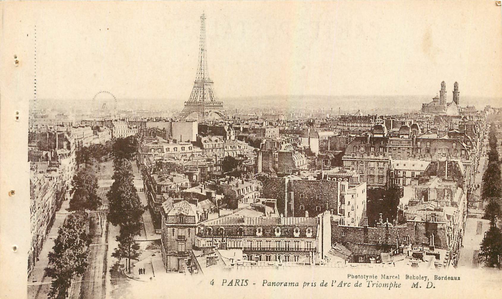 CPA Paris Panorama pris de l'Arc de Triomphe Tour Eiffel