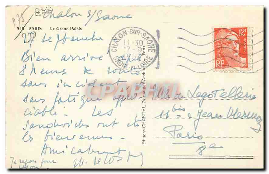 CPA Paris le Grand Palais  — Verso