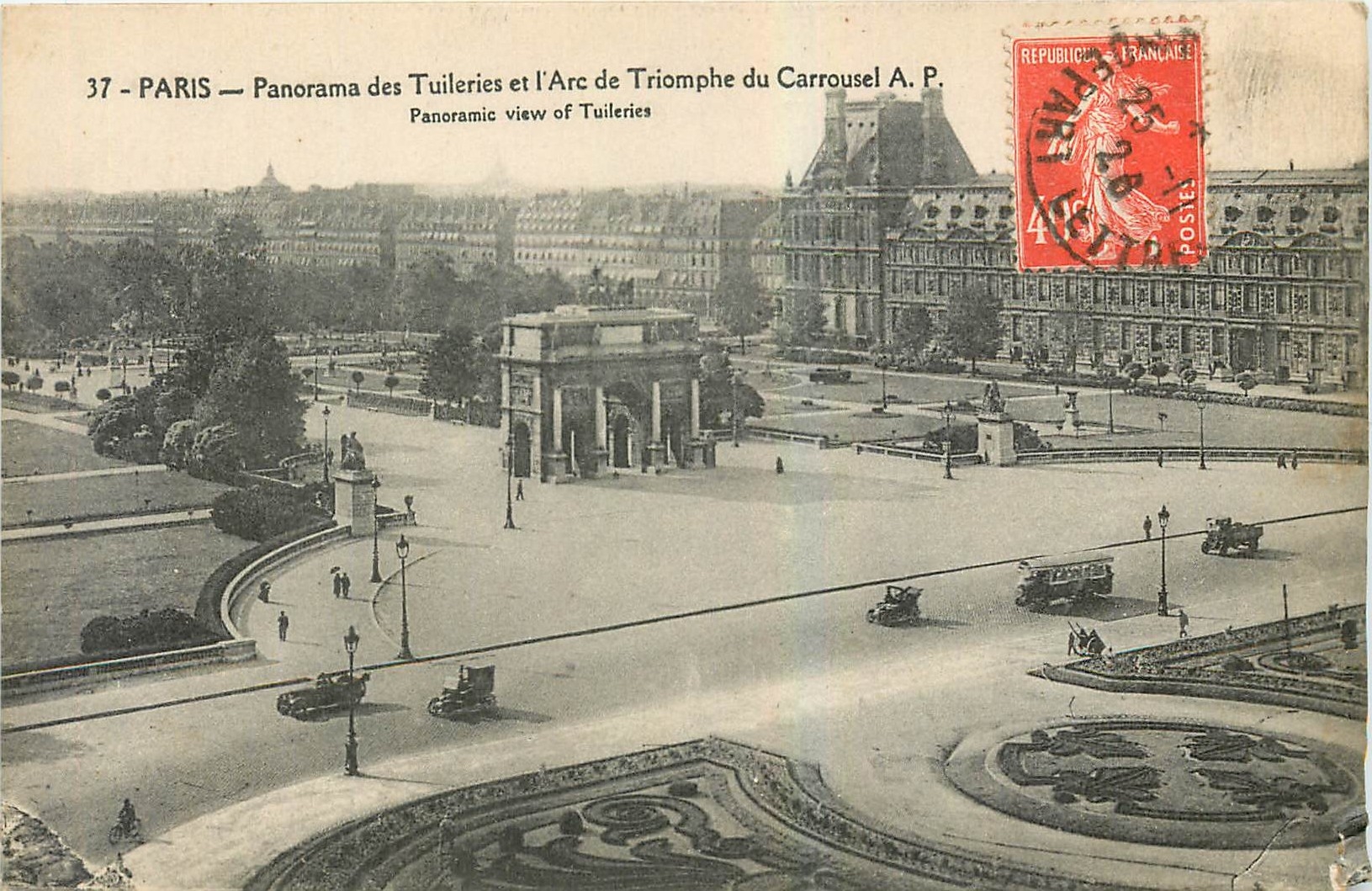 CPA Paris Panorama des Tuileries et l'Arc de Triomphe du Carrousel 