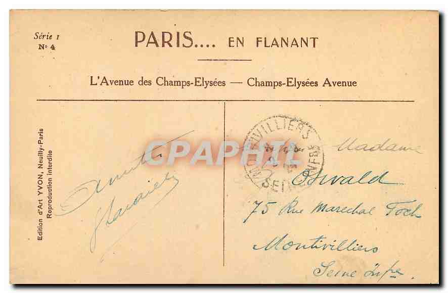 CPA Paris en flanant L'Avenue des Champs Elysees  — Rückseite