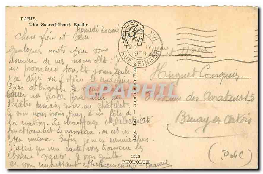 CPA Paris Basilique du Sacre Coeur  — Rückseite