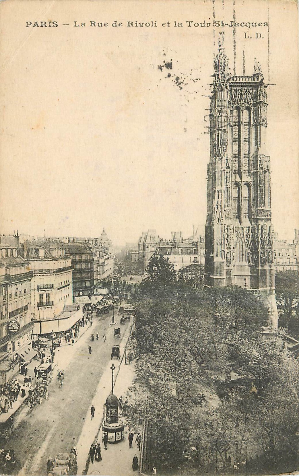 CPA Paris La Rue de Rivoli et la Tour St Jacques 