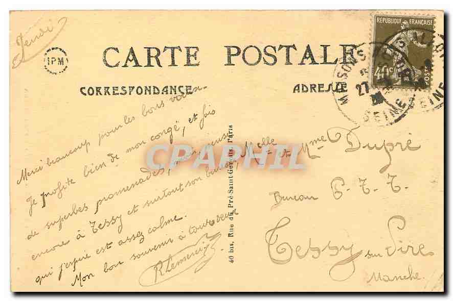CPA Paris Eglise Notre Dame  — Verso