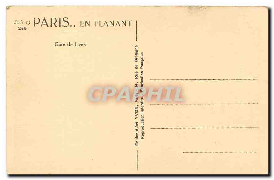 CPA Paris en flanant Gare de Lyon  — Rückseite