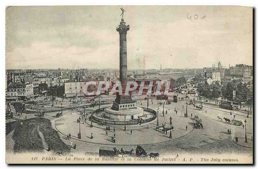 CPA Paris La Place de la Bastille et la Colonne de Juillet 