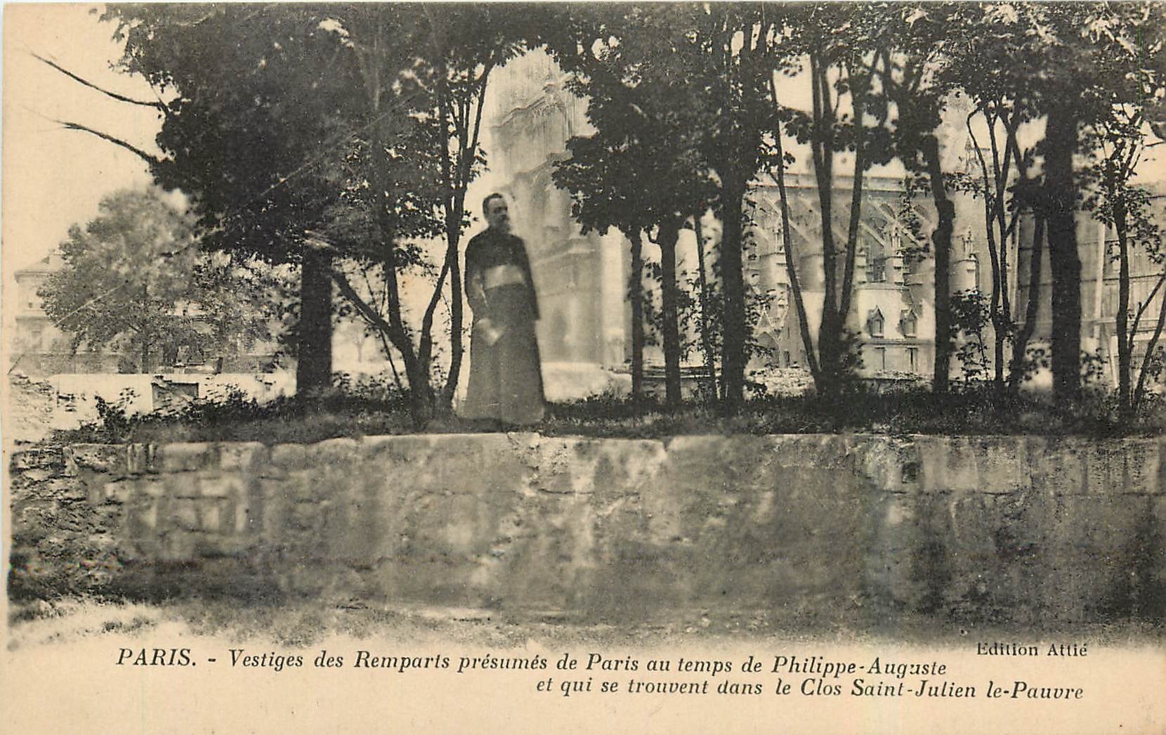 CPA Paris Vestiges des Remparts presumes de Paris au temps de Philippe Auguste et qui se trouvent da