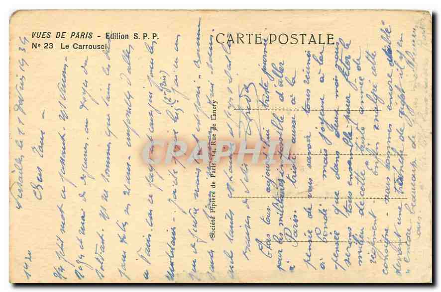 CPA Vues de Paris Le Carrousel  — Verso