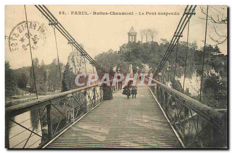 CPA Paris Buttes Chaumont Le Pont suspendu 