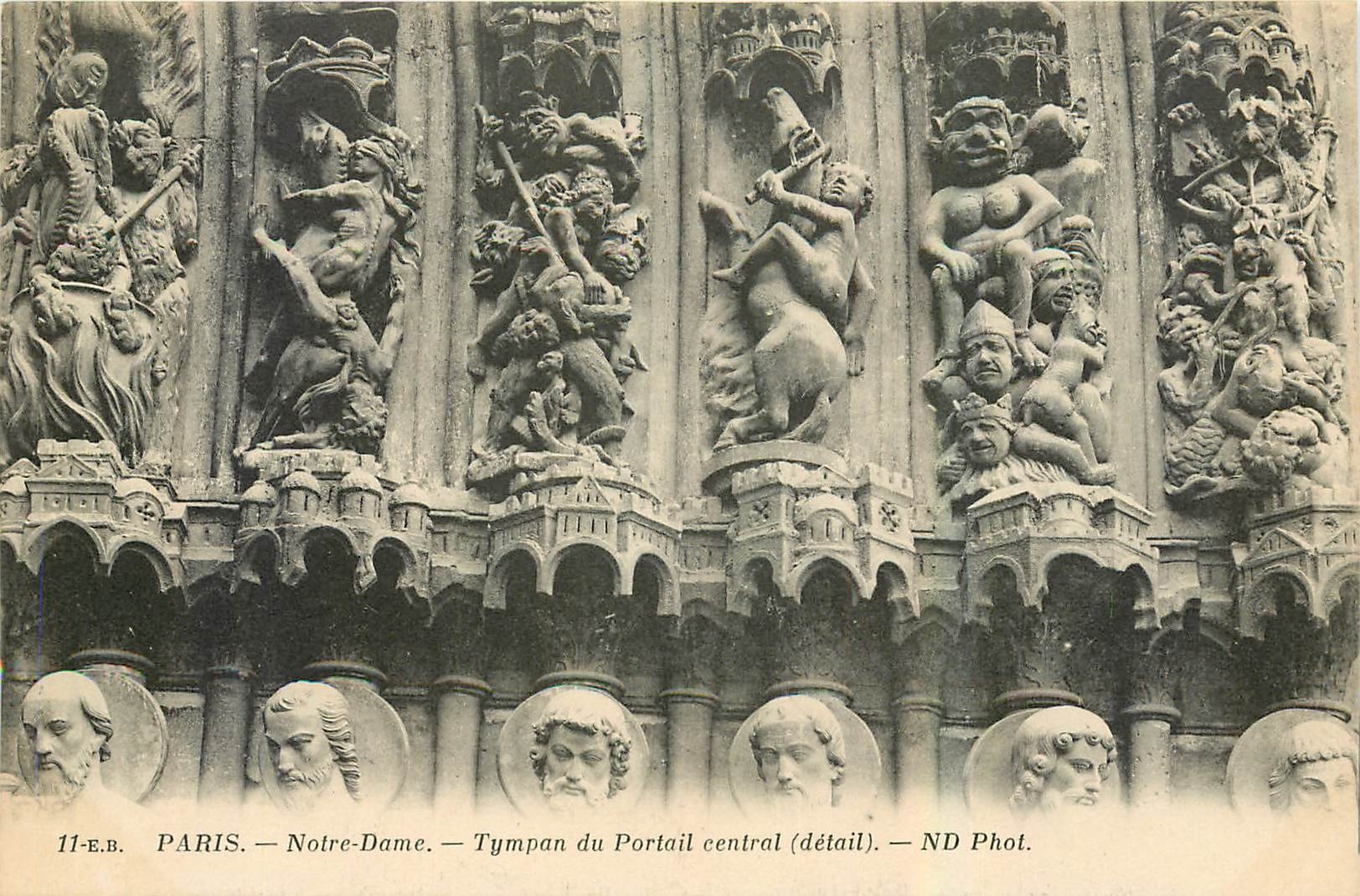 CPA Paris Notre Dame Tympan du Portail central detail 