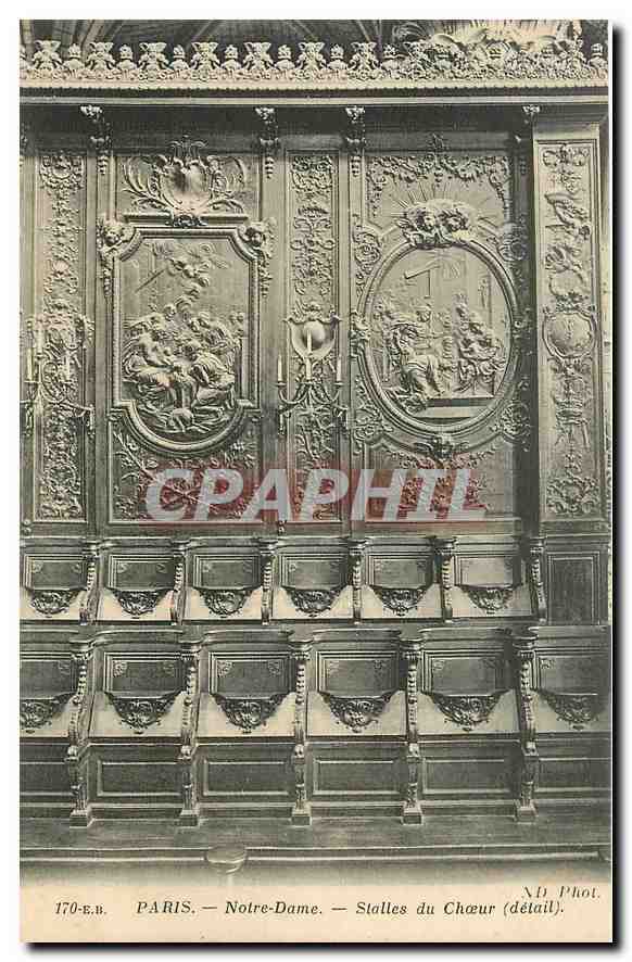 CPA Paris Notre Dame Stalles du Choeur detail 