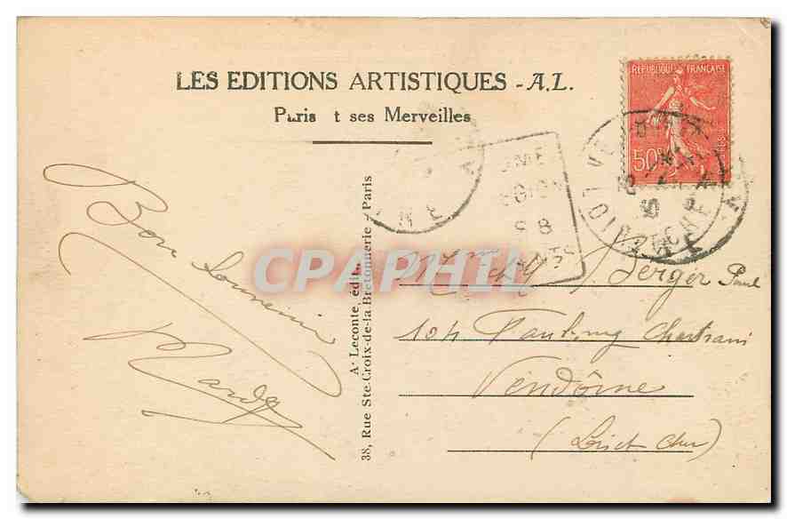 CPA Paris La Chambre des Deputes et le Pont de la Concorde  — Verso