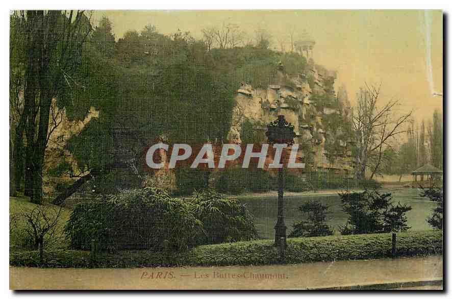 CPA Paris Les Buttes Chaumont (carte toilée)