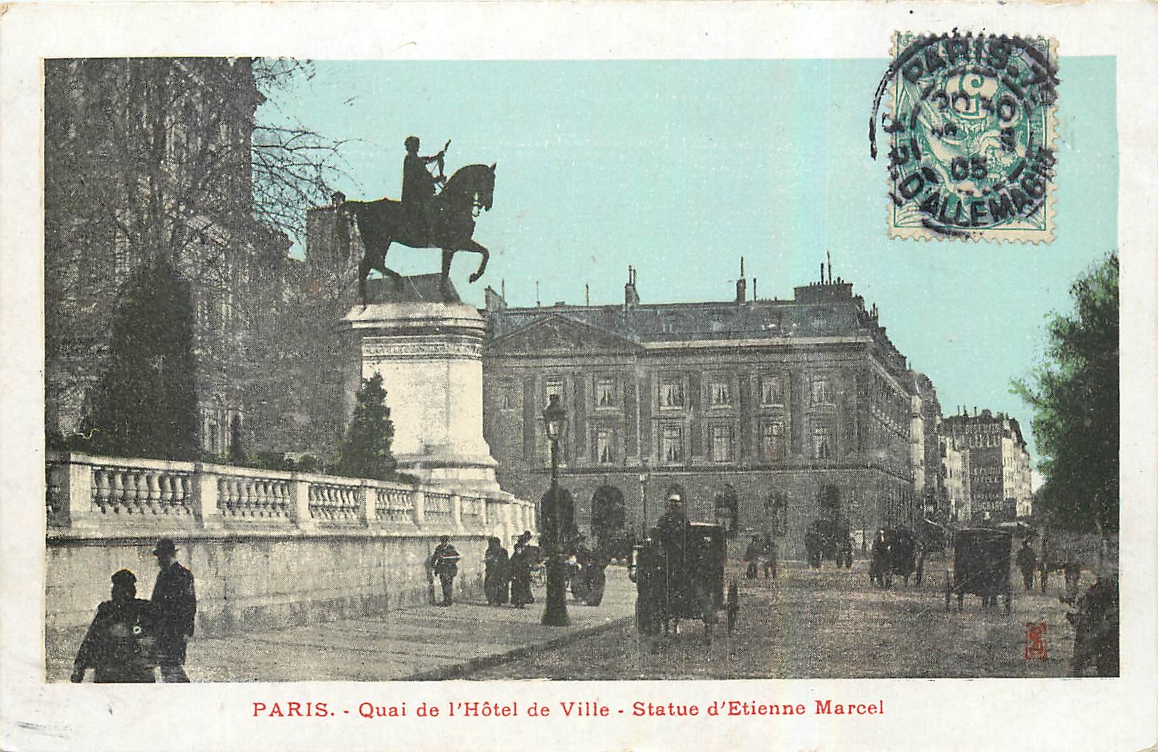 CPA Paris Quai de l'Hotel de Ville Statue d'Etienne Marcel 