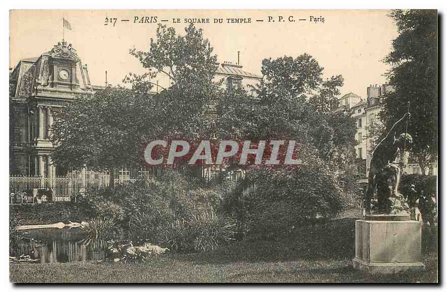 CPA Paris Le square du Temple 