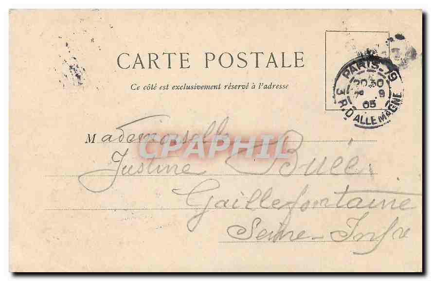 CPA Paris Place de la Republique Caserne du Chateau d'Eau  — Verso