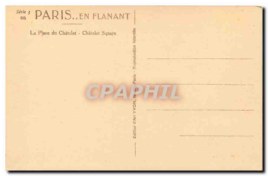 CPA Paris La Place du Chatelet  — Rückseite
