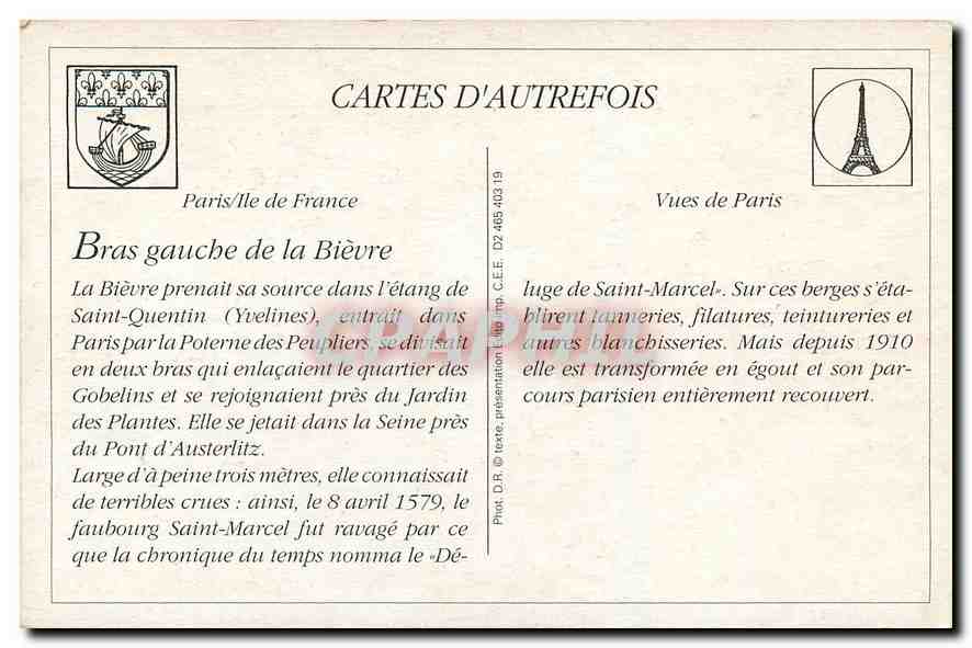 REPRO Bras gauche de la Bievre a l'Ile des Singes  — Rückseite