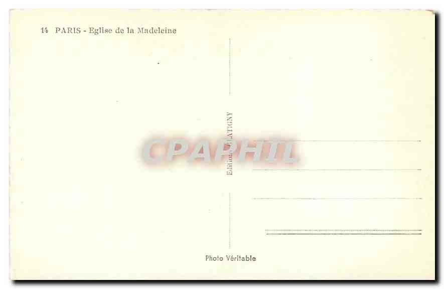 CPA Paris Eglise de la Madeleine  — Rückseite
