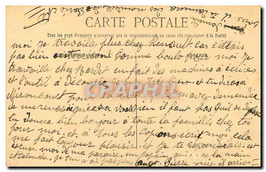 CPA Paris Arc de Triomphe du Carrousel  — Rückseite