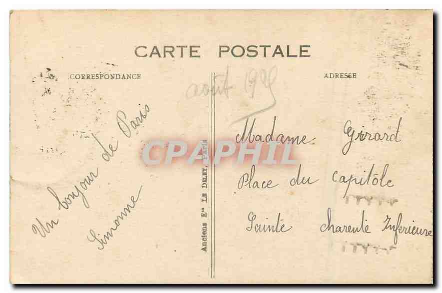 CPA Paris Place de la Repulique  — Rückseite