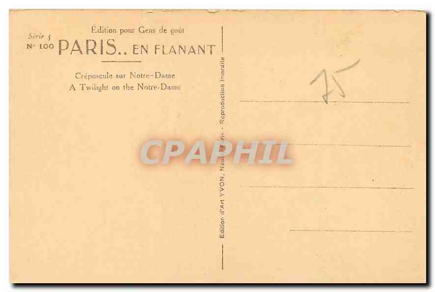 CPA Paris Crepuscule sur Notre Dame  — Verso
