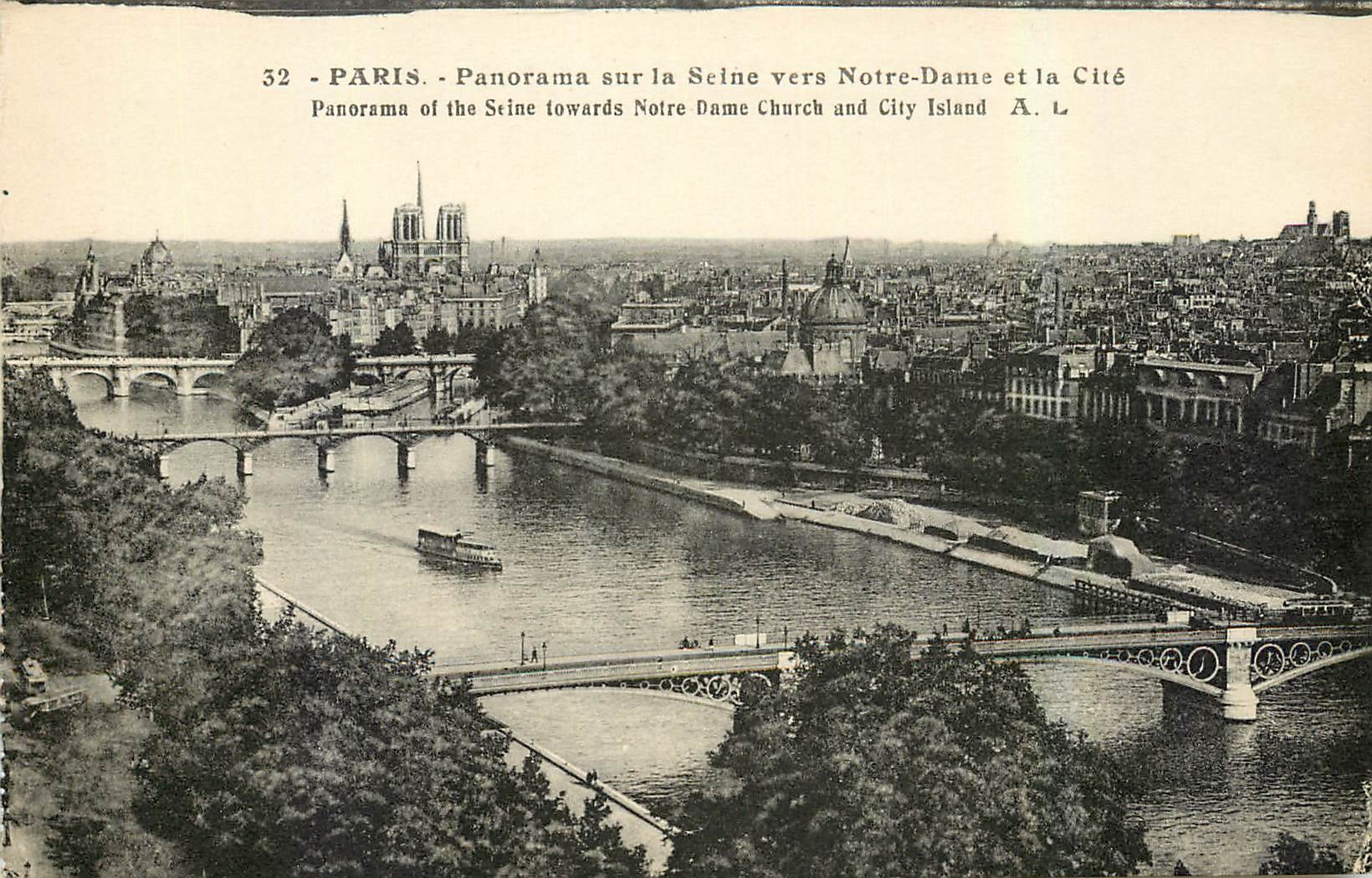 CPA Paris Panorama sur la Seine vers Notre Dame et la Cite 