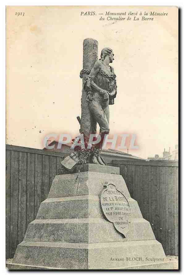 CPA Paris Monument eleve a la Memoire du Chevalier de La Barre 