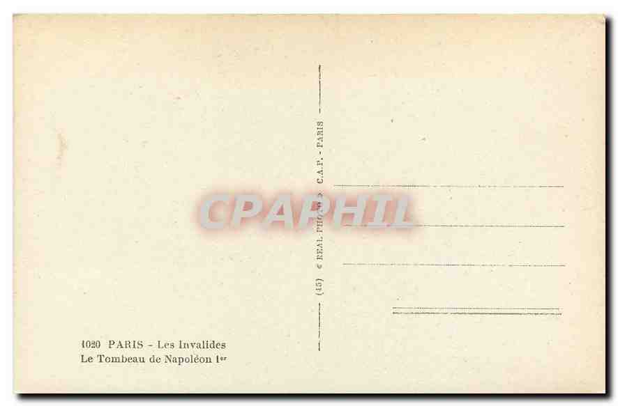 CPA Paris Les Invalides Le Tombeau de Napoleon I  — Verso