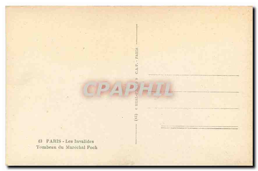 CPA Paris Les Invalides Tombeau du Marechal Foch  — Verso