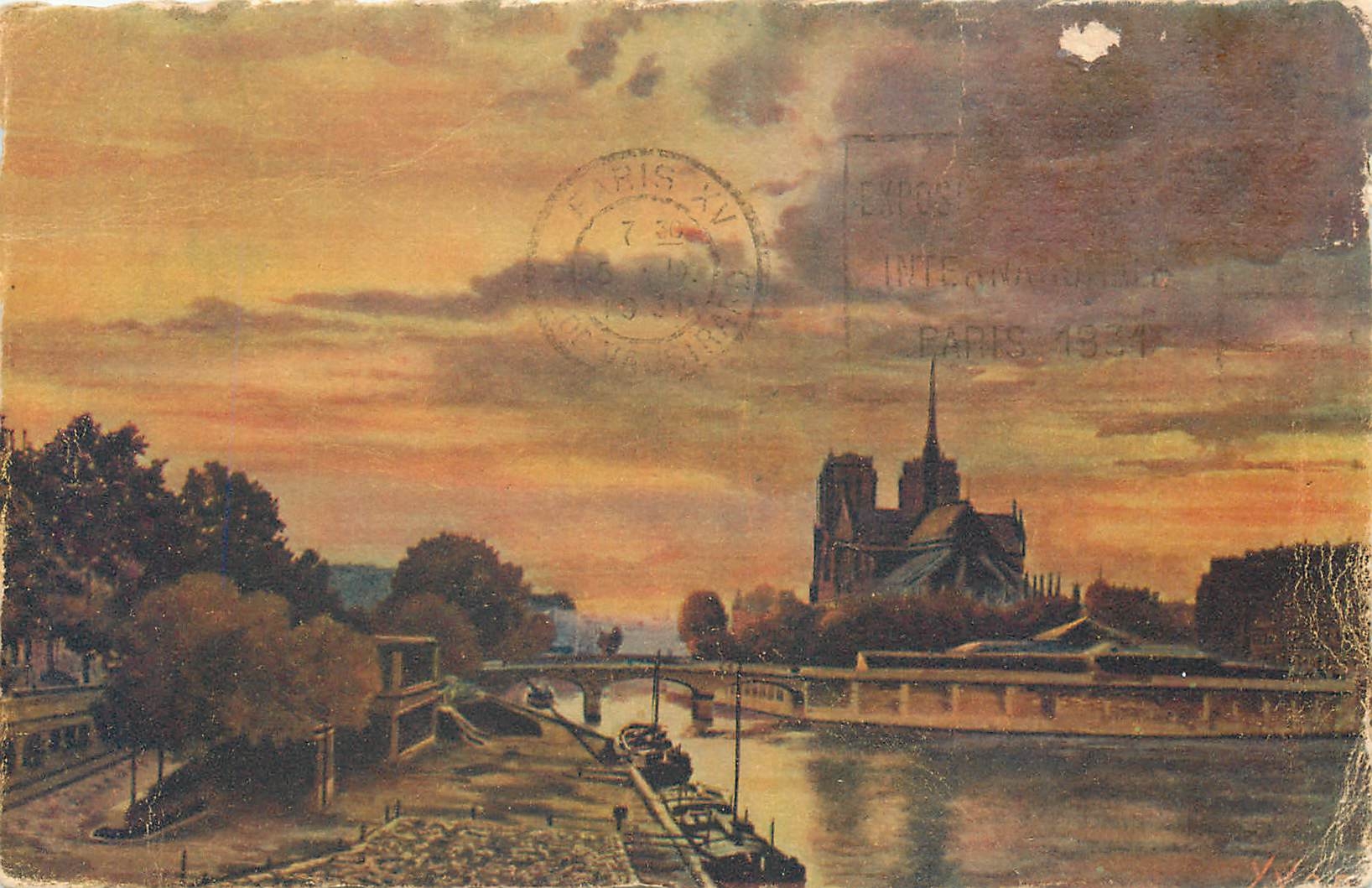 CPA Paris Creposcule sur Notre Dame