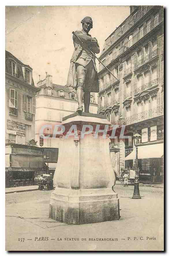 CPA Paris La Statue de Beaumarchais 