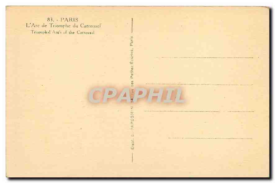 CPA Paris L'Arc de Triomphe du Carrousel  — Rückseite