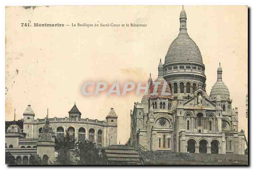 CPA Montmartre La Basilique su Sacre Coeur et le Reservoir 