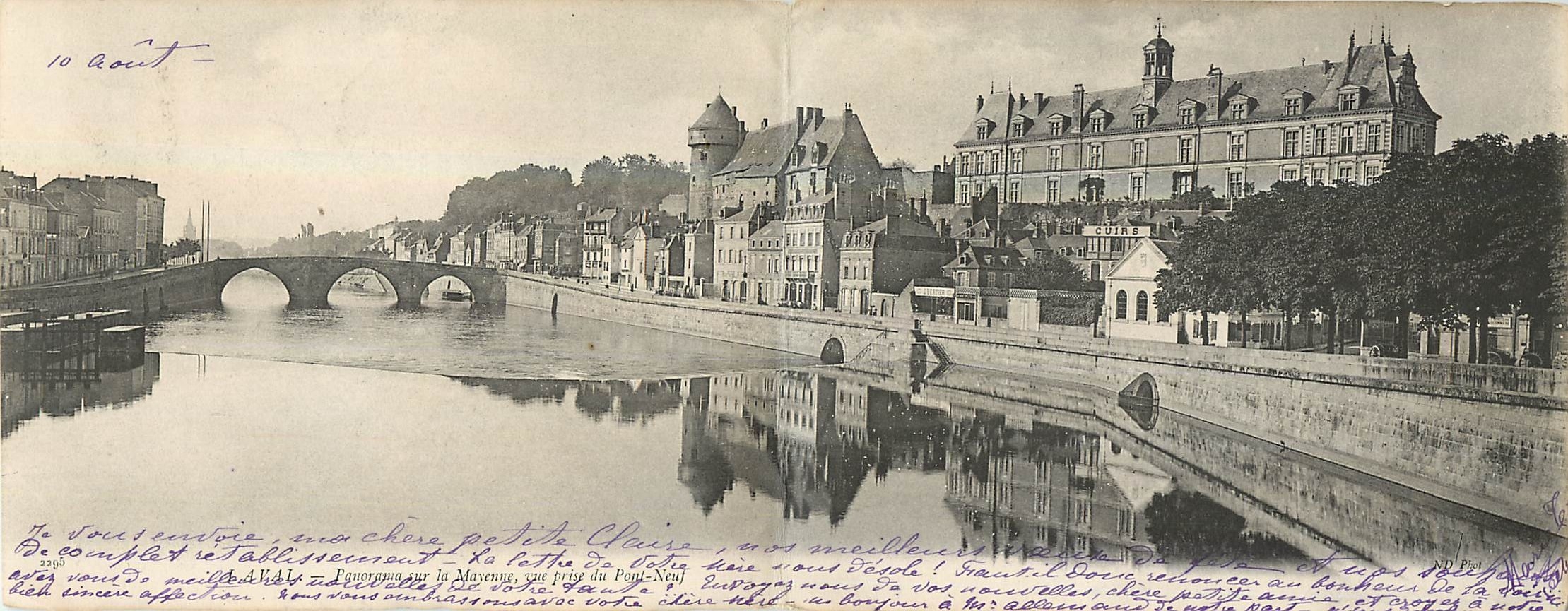 Poncins-sur-la-Mayenne — vue prise du Pont-Neuf — Carte Panorama