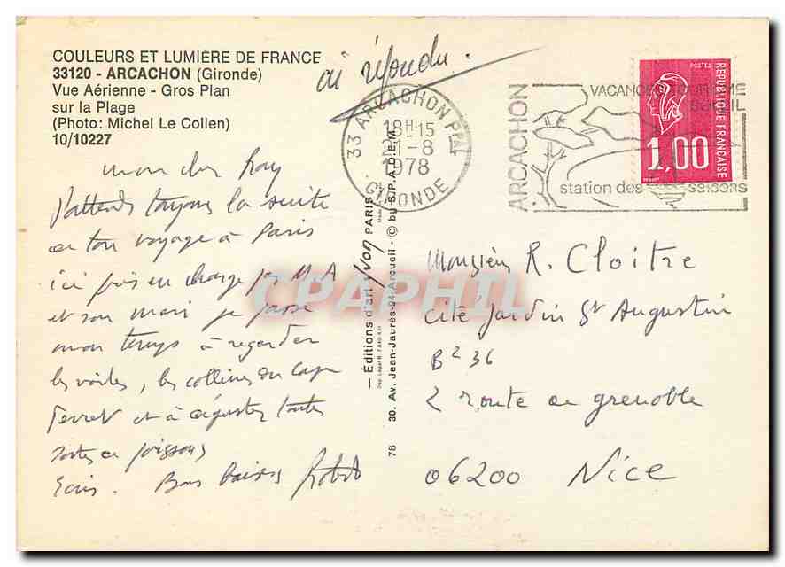 Arcachon — Vue Aérienne - Gros Plan sur la Plage — Éditions d'Art Jean-Jaures-Micheli — Rückseite