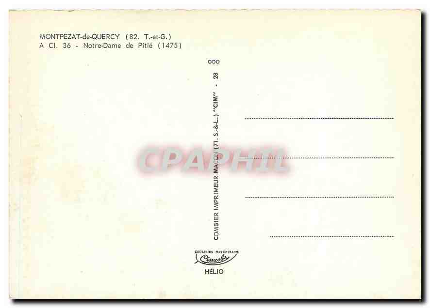 CPM Montpezat de Quercy T et G Notre Dame de Pitie  — Rückseite