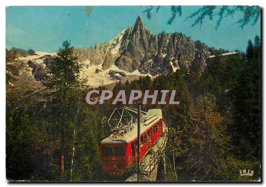 Chamonix - Mont Blanc — Le chemin de fer du Montenvers et l'Aiguille du Dru — éditeur IRIS