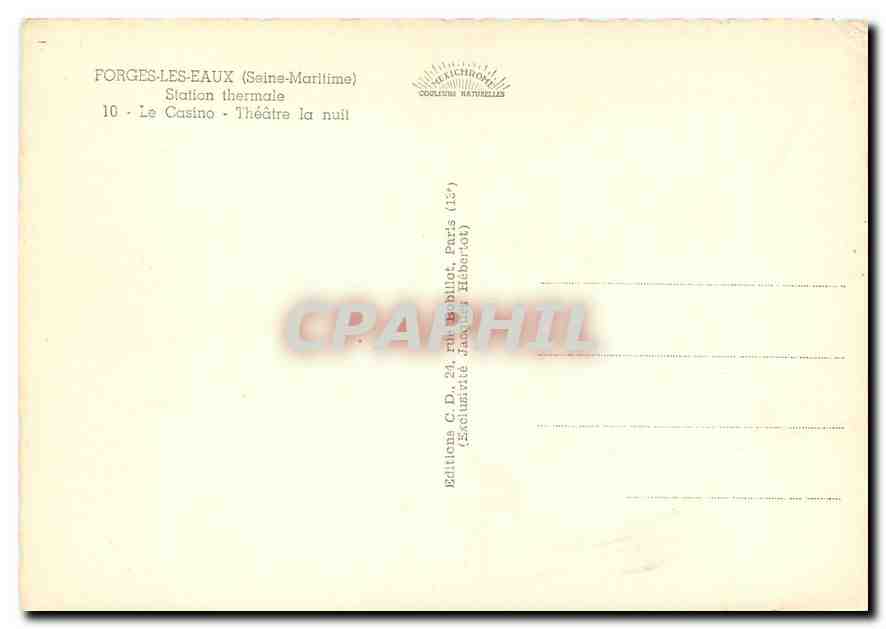 CPM Forges les Eaux Seine Maritime Station Thermale Le Casino Theatre la nuit  — Verso
