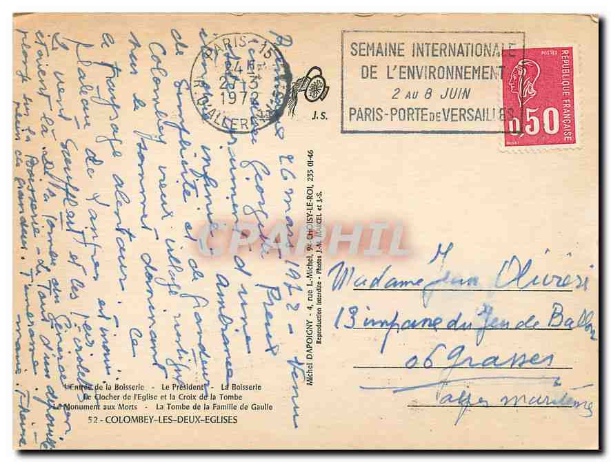CPM Colombey Les Deux Eglises De Gaulle — Rückseite