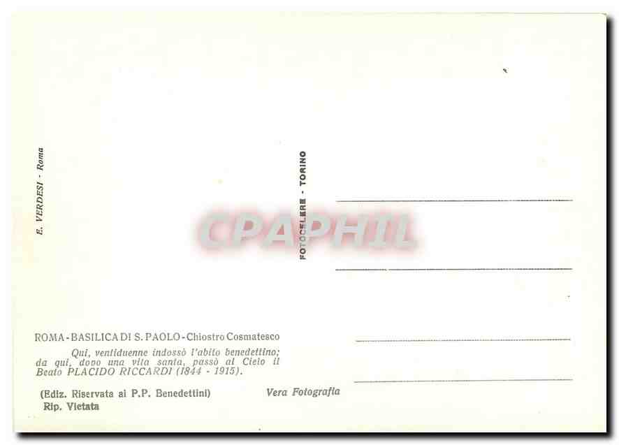 CPM Roma Basilica di S Paolo Chiostro Cosmatesco  — Rückseite