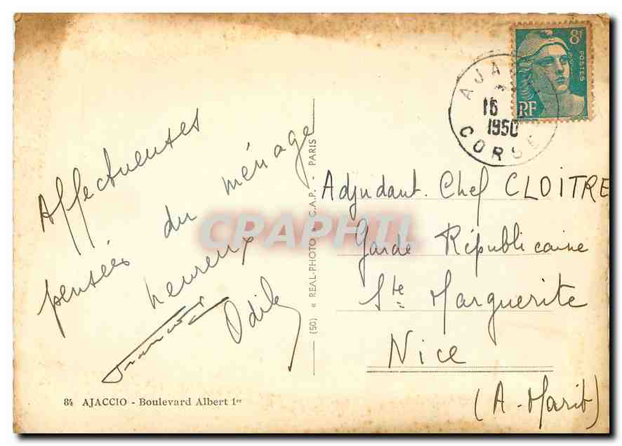 CPM Ajaccio Boulevard Albert I  — Verso