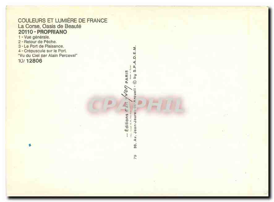 CPM Couleurs et Lumiere de France La Corse oasis de Beaute Propriano Vue generale retour de peche le — Rückseite