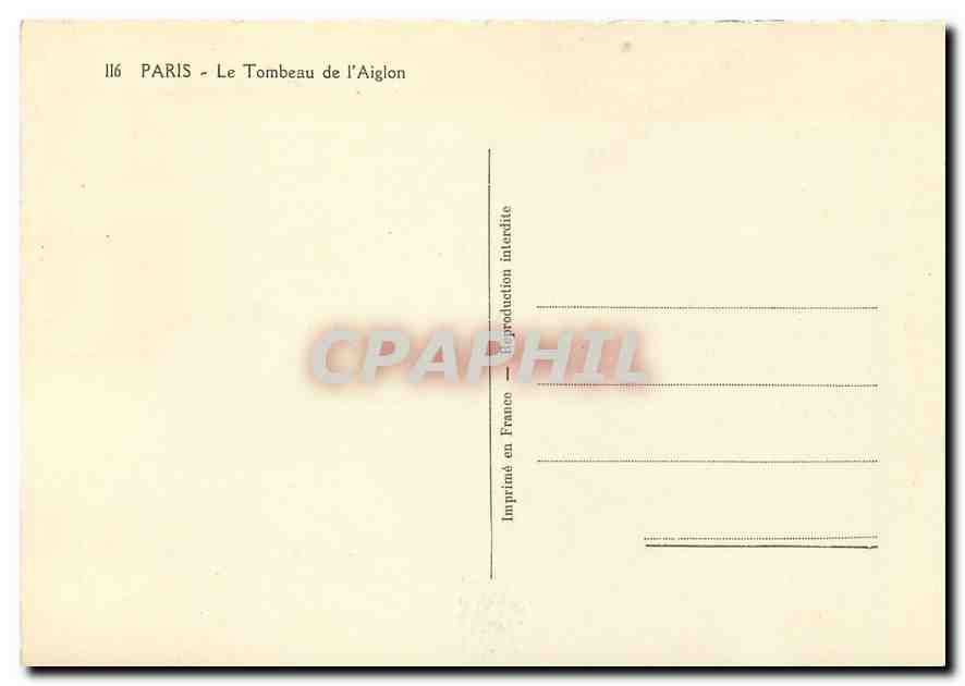 CPM Paris le Tombeau de L'Aiglon  — Verso