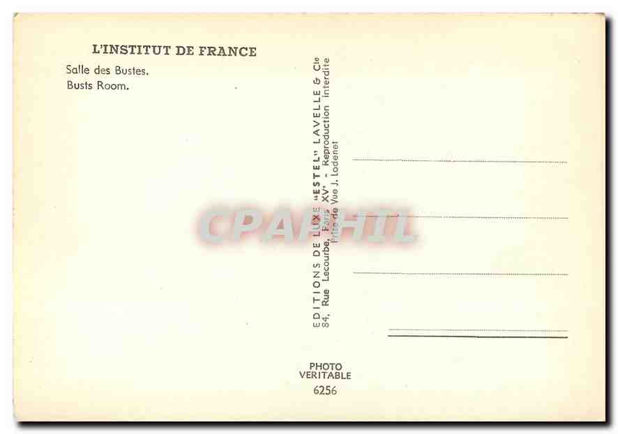 CPM L'Institut de France Salle des Bustes  — Rückseite