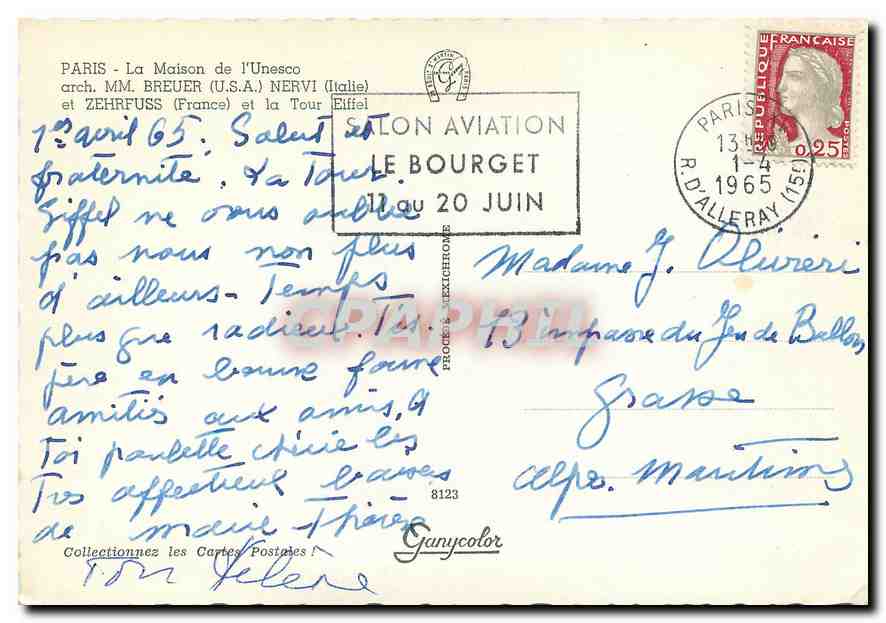 CPM Paris La Maison de l'Unesco et le Tour Eiffel  — Rückseite