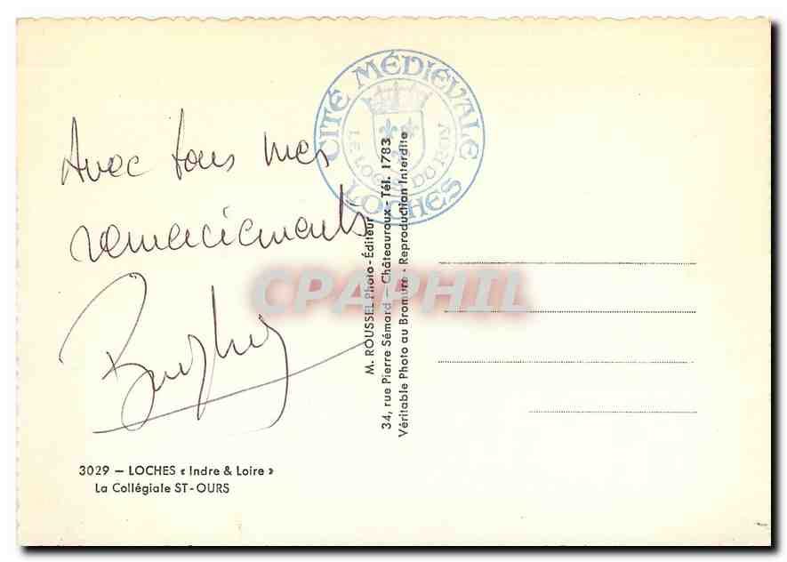 CPM Loches Indre & Loire La Collegiale St Ours  — Rückseite