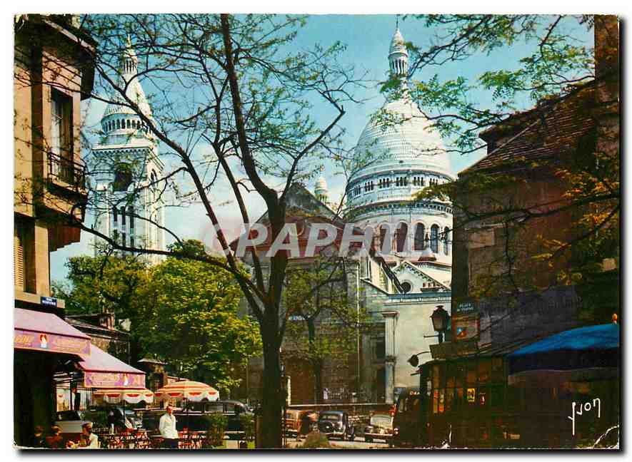 CPM Couleurs et Lumiere de France Paris La Basilique du Sacre Coeur et la Place du Tertre 