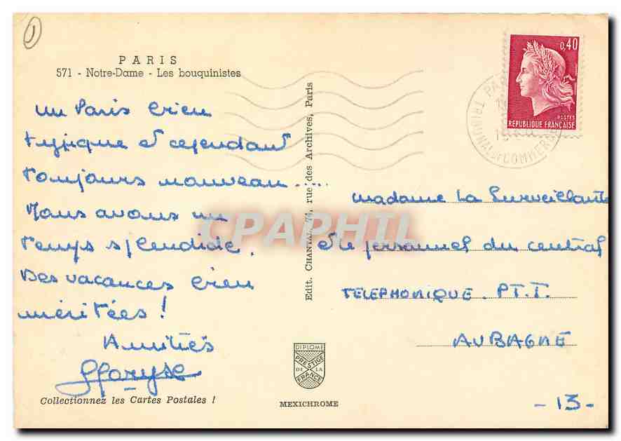 CPM Paris Notre Dame Les Bouquinistes  — Rückseite